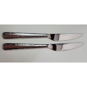 2‎ Tomodachi Ella Hammered Stainless Steel Butter Dinner Knives 9 1/4"